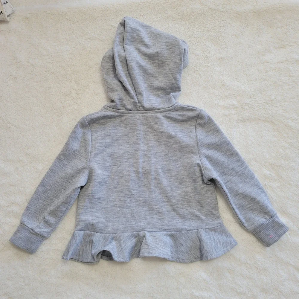 Champion Zip Hoodie Toddler Girls 18M Gray Rainbow Logo Peplum Ruffle CAW951